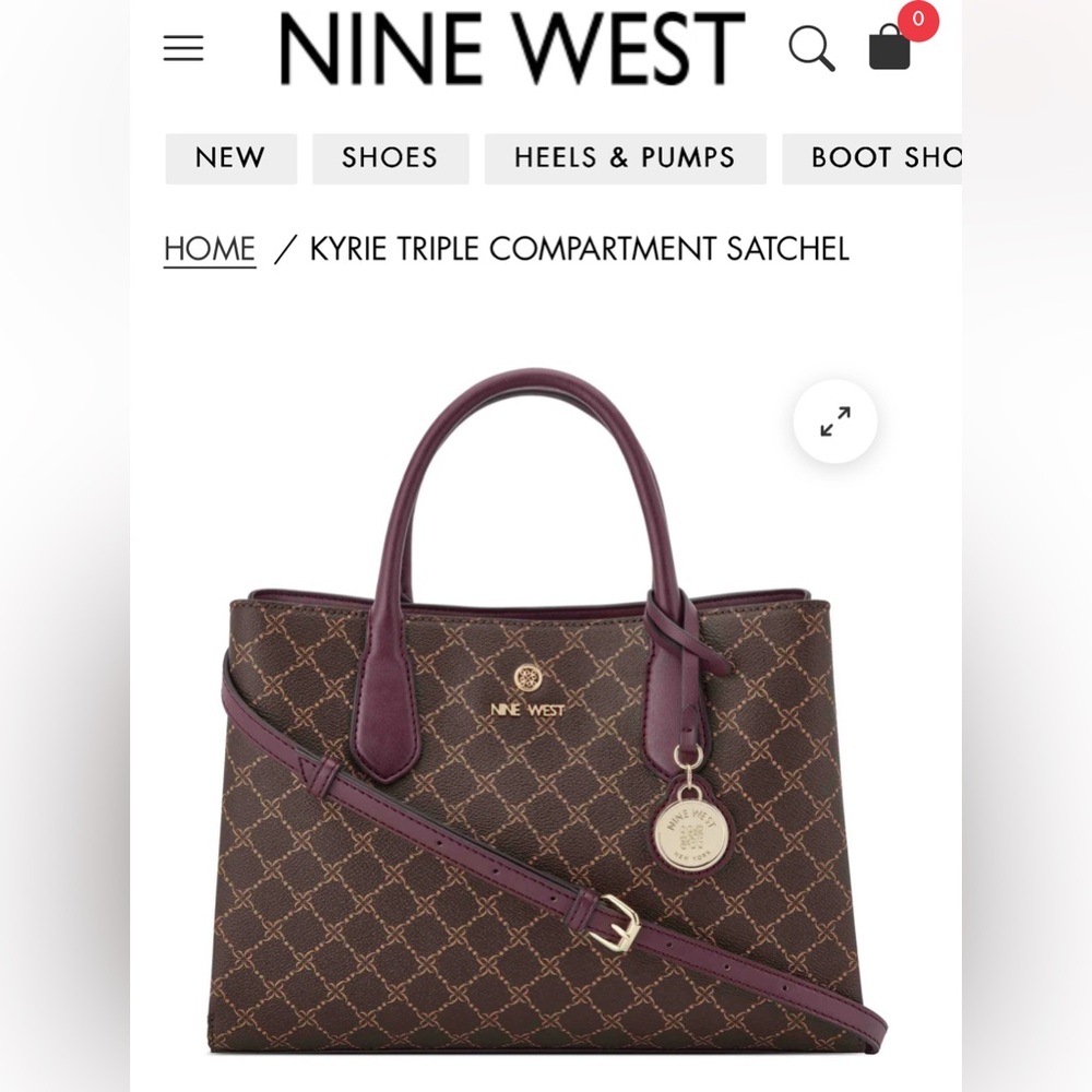 Nine West Kyrie Triple Compartment Satchel Handbag Purse - Picture 3 of 9
